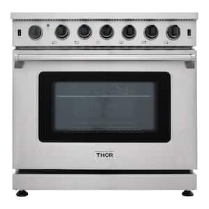 Pre-Converted Propane 36 in. 6.0 cu. Ft Single Oven Professional Gas Range in Stainless Steel with 6-Burners
