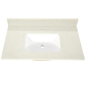 Nevado 37 in. Bathroom Vanity in Grey with Qt. Stone Vanity Top Sink with Backsplash in Galaxy White Single Hole