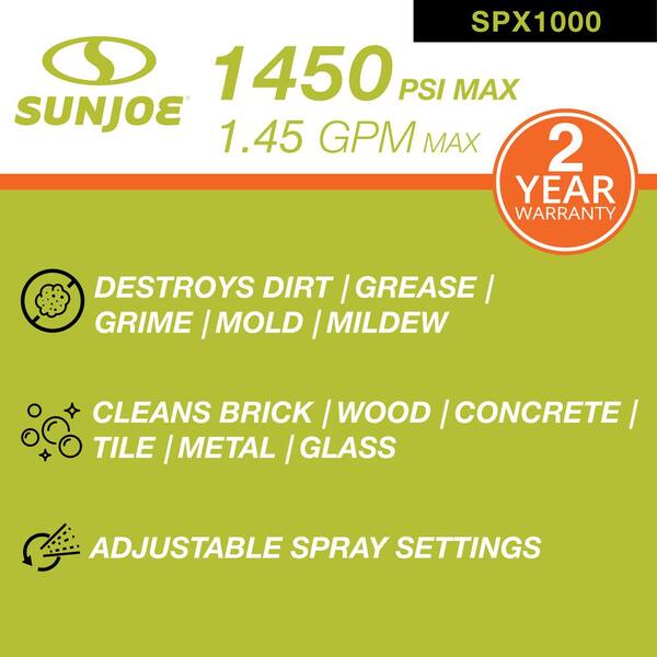 Sun Joe 1450 PSI 1.45 GPM 11.5 Amp 