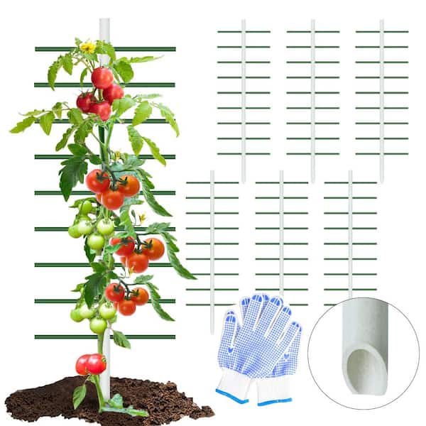 Ecostake 7 ft. x 2 ft. FRP 3D Round Tower Type Garden Vine Trellis, Heavy-Duty Plants Support Ladder, 6 Pack