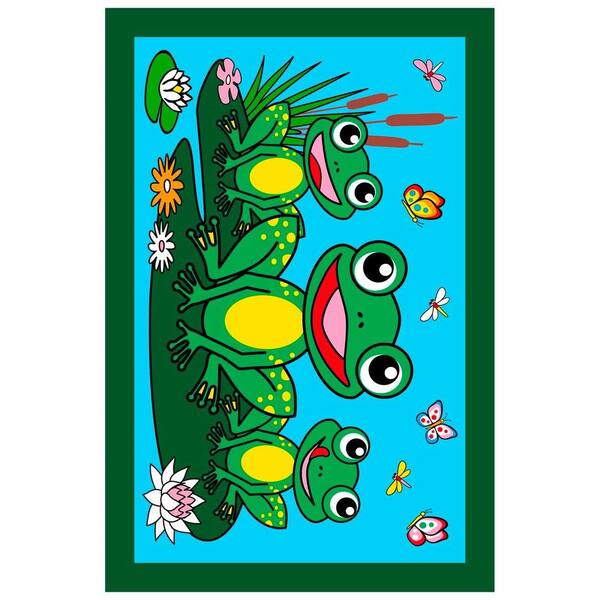 LA Rug Fun Time Frogs Multi Colored 3 ft. x 5 ft. Area Rug