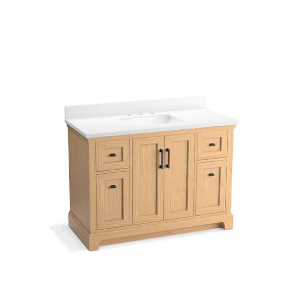 Charlemont 49.02in. Single Sink Freestanding Light Oak Bath Vanity with White Quartz Top Assembled