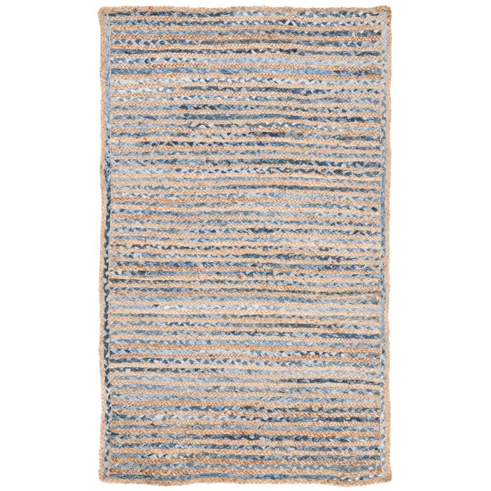 Cape Cod Natural and Blue Handmade Jute Area Rug 3'x5'