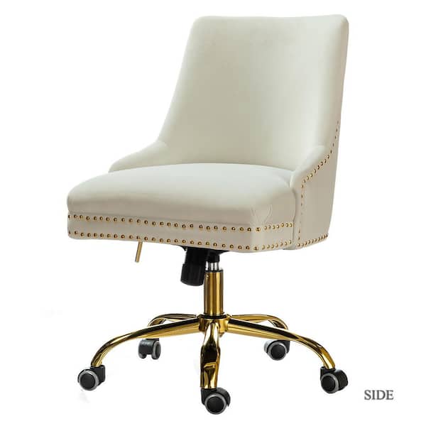 JAYDEN CREATION Bella Ivory Nailhead Swivel Task Chair