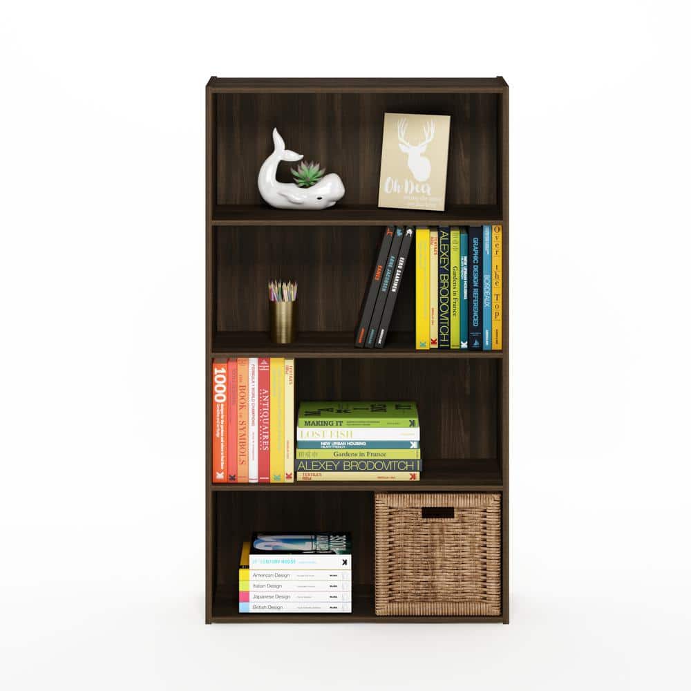 Columbia Walnut 4-Tier Engineered Wood Open Shelf Bookcase