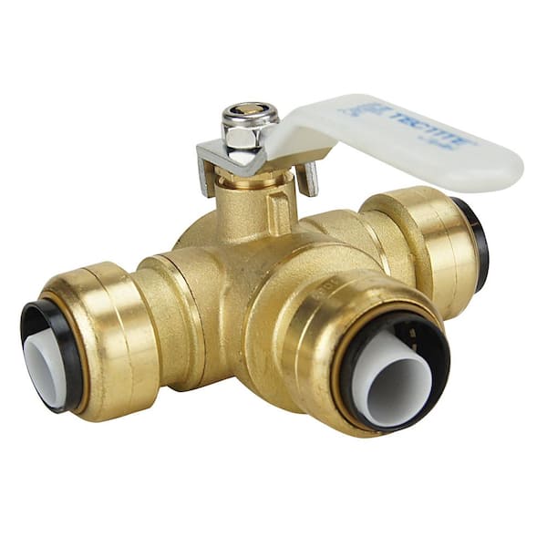 Tectite 3/4 in. Brass Push-To-Connect 3-Way Ball Valve