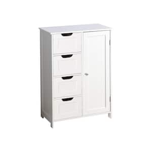 21.7 in. W x 11.8 in. D x 31.9 in. H White Wood Freestanding Bathroom Linen Cabinet with Shelf and Drawers in White