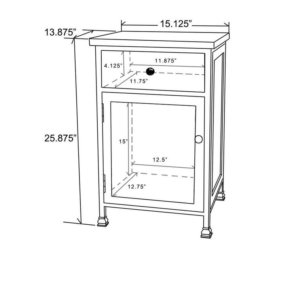 White Fir Wood and Black Iron Bohemian Nightstand with Storage