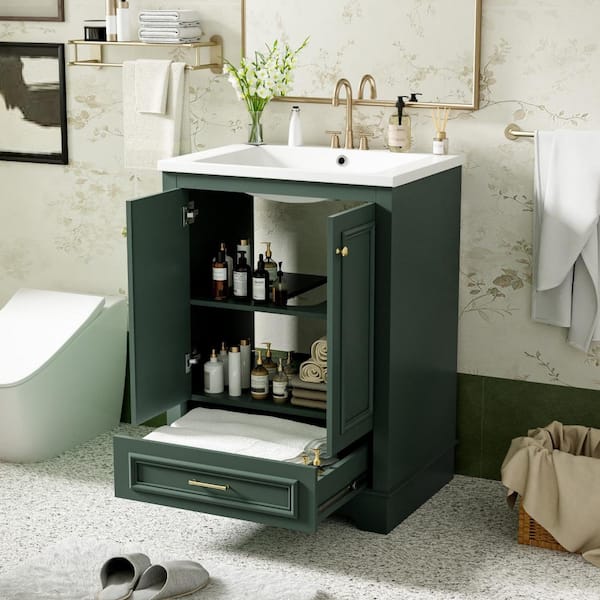 Cuschoice 24 in. Bathroom Vanity with Ceramic Sink Combo, Modern