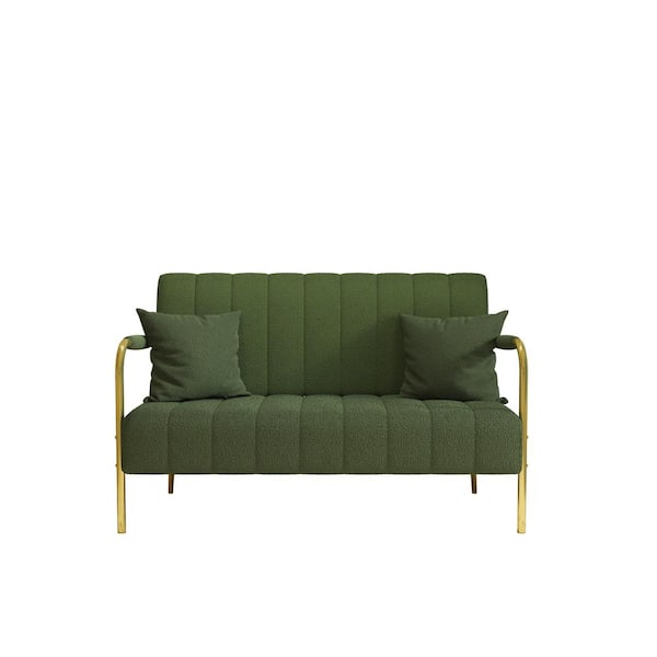 Z-joyee 58.7 in Wide Round Arm Teddy Fabric Rectangle Modern Sofa in Green