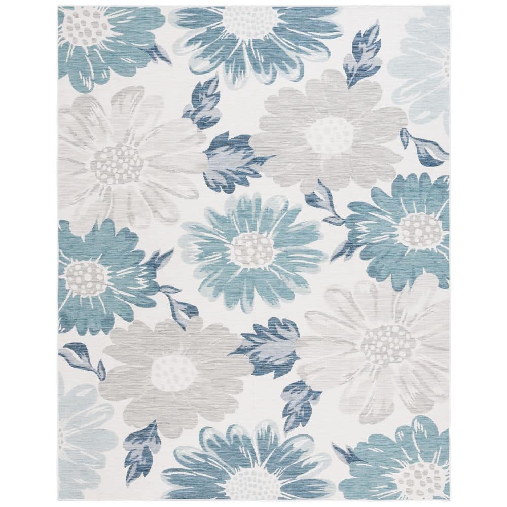 Sunrise Ivory/Blue Gray 8 ft. x 10 ft. Reversible Oversized Floral Indoor/Outdoor Area Rug price history on PriceWatchPro