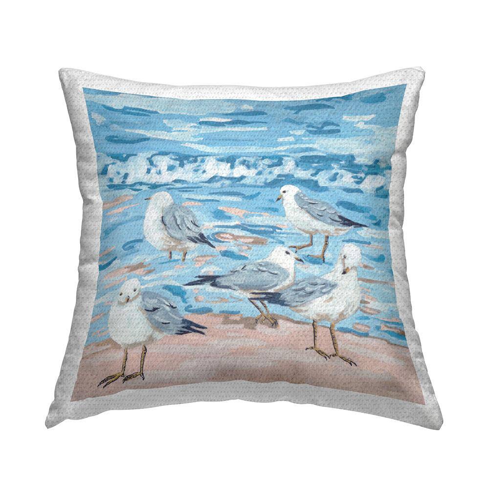 Sandpipers Blue Beach Waves Blue Square Outdoor Throw Pillow price history on PriceWatchPro