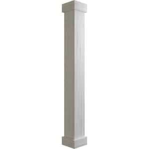 8 in. x 8 ft. Rough Sawn Endurathane Faux Wood Non-Tapered Square Column Wrap with Standard Capital and Base