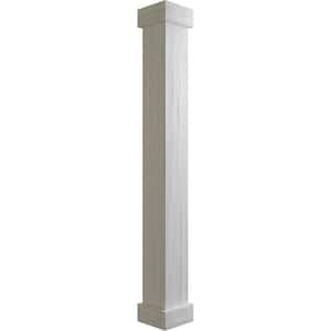 6 in. x 10 ft. Rough Sawn Endurathane Faux Wood Non-Tapered Square Column Wrap w/ Standard Capital & Base