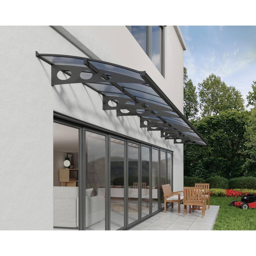 Herald Gray and Clear Polycarbonate Fixed Door Awning