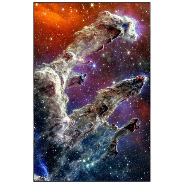 5'x8' Hubble Space Telescope Washable Art Area Rug, Black Red, Power-loomed, Heavenly Softness with Non-Slipping Backing