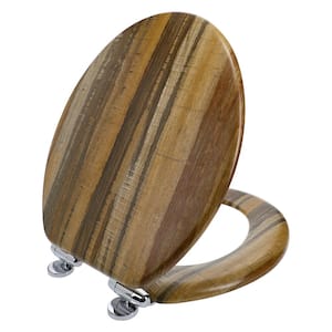 PINE EFFECT New Premium Wooden MDF Toilet Seat With Chrome Hinges 