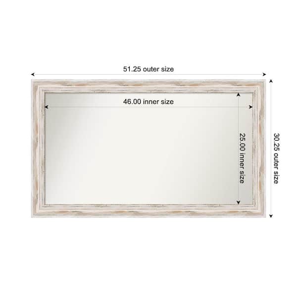 Amanti Art Alexandria White Wash 51.25 in. x 30.25 in. Custom Non-Beveled Wood Framed Bathroom Vanity Wall Mirror