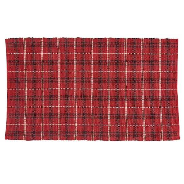 Farmhouse Red Plaid Chindi Rag Rug 3 ft. X 5 ft.