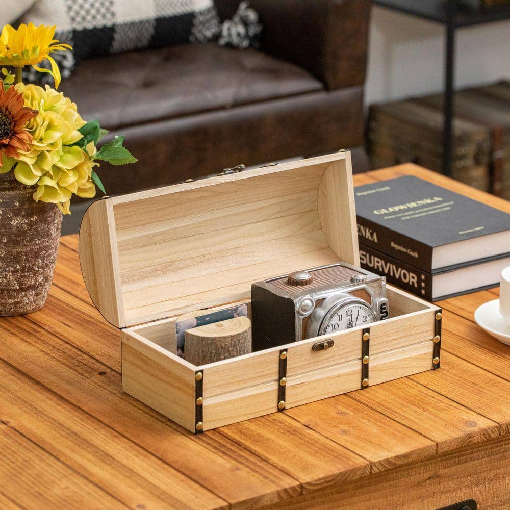 Vintiquewise Unfinished Vintage-Style Wooden Treasure Chest Dome