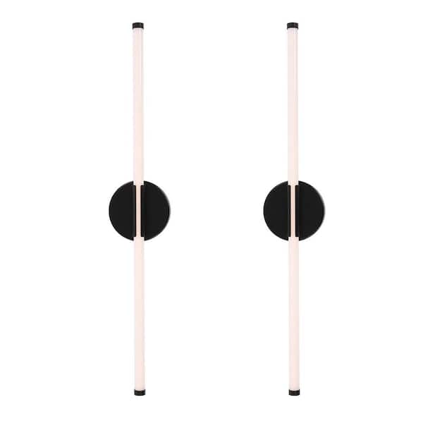 28 in. Black Vanity Light Bar 12W Linear Bathroom Wall Sconces（2 Pack)