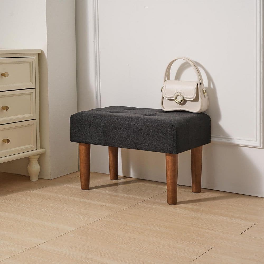Small Foot Rest Ottoman, Linen Foot Stool with Legs for Desk, Sofa, Living Room, Entryway-Black Stool Style 1 price history on PriceWatchPro