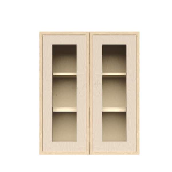 Slim Shaker Assembled 36 in. W x 30 in. H x 12 in. D Wall Kitchen Cabinet in Natural Wood