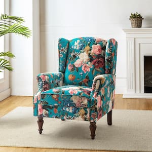 Gille Traditional Peacock Upholstered Wingback Accent Chair with Spindle Legs