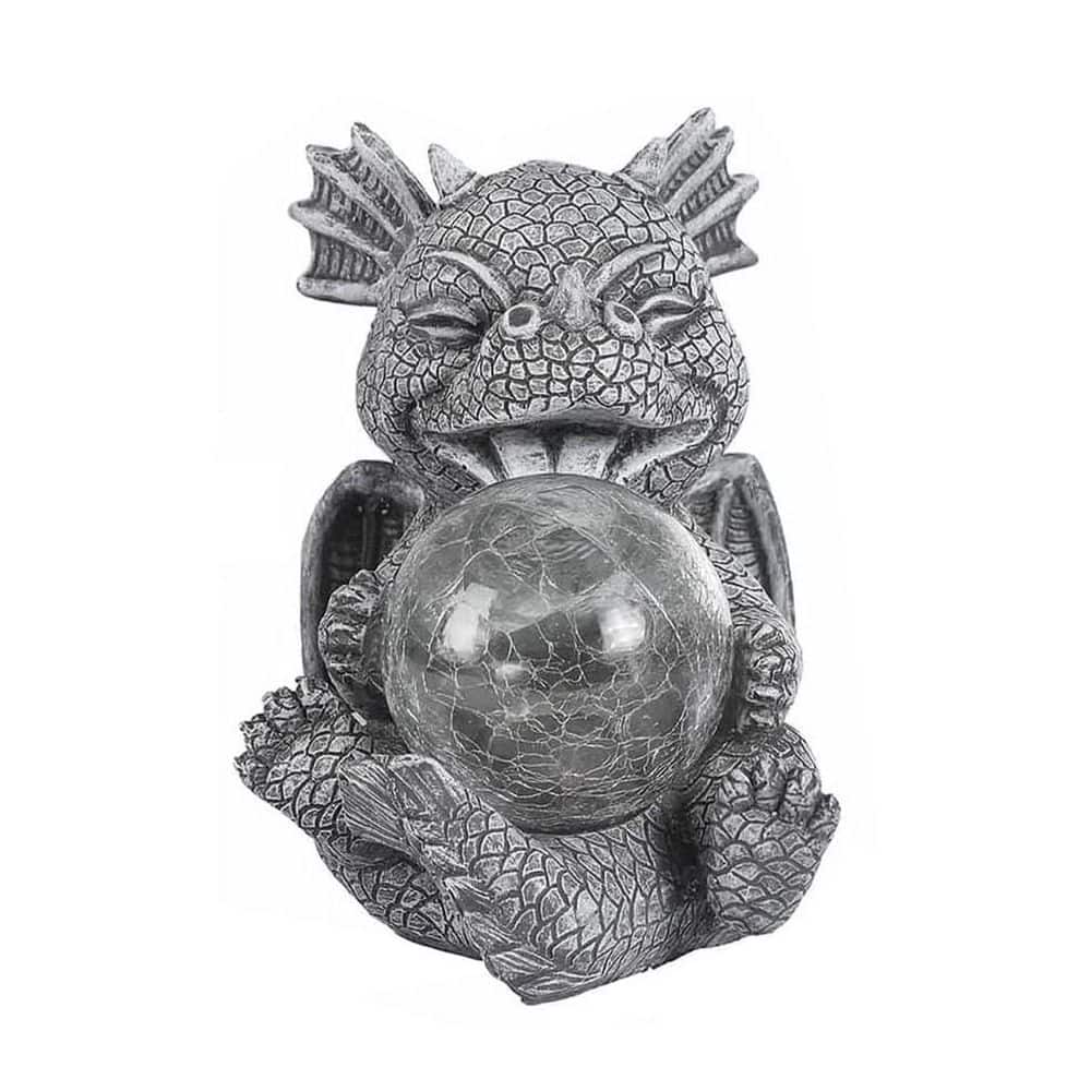 Gray Resin Solar Dragon Garden Statue