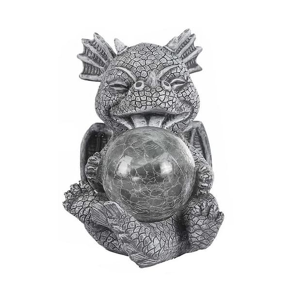Gray Resin Solar Dragon Garden Statue