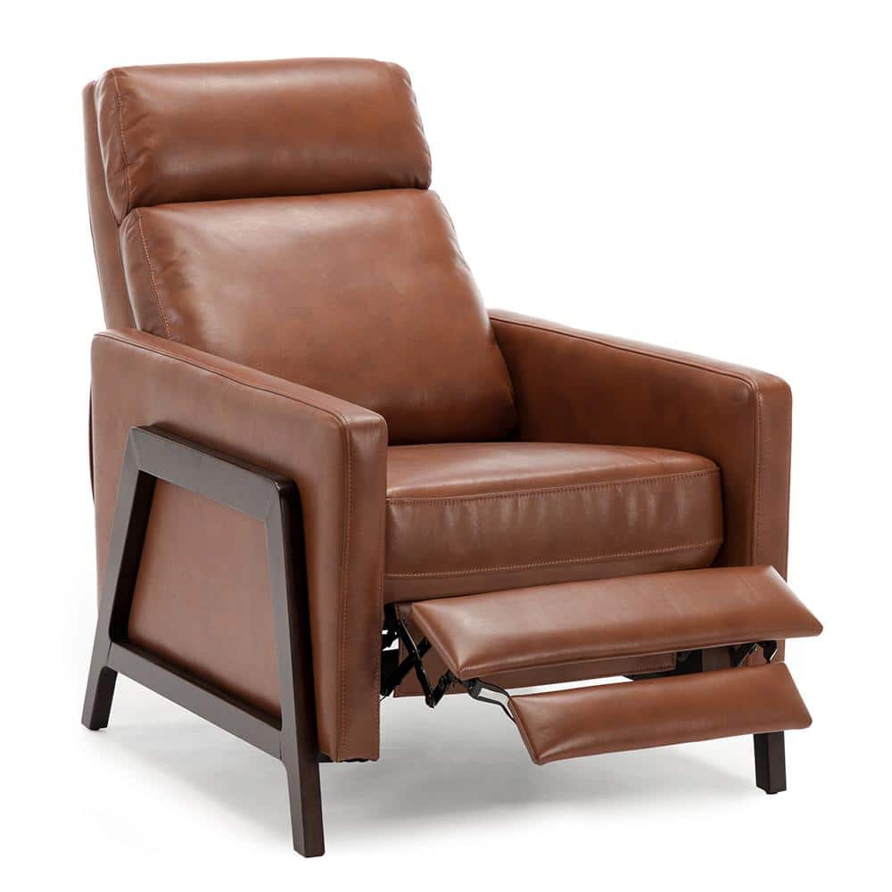 Maxton Caramel Faux Leather Mid Century Modern Recliner