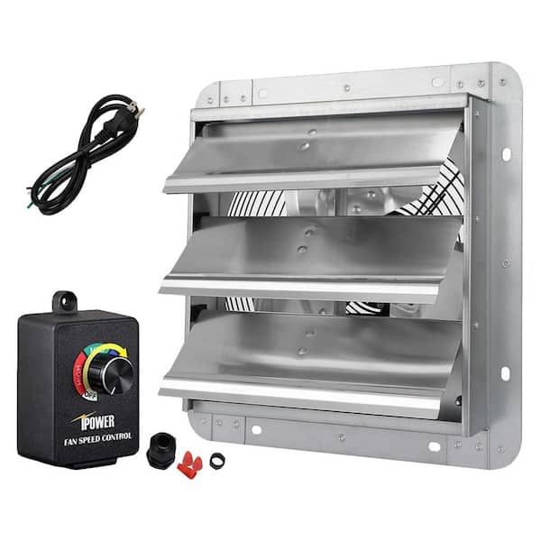 10 in. 820 CFM Silver Electric Power Gable Mount Attic Fan, with Speed Control, Power Cord Kit, Controller, 1-Pieces