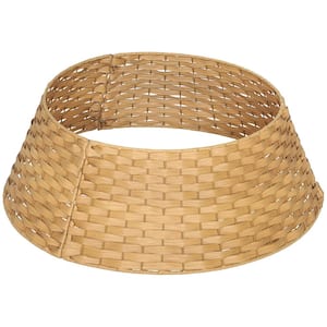Rustic Christmas 27 in. Polyester Plastic Woven Christmas Tree Collar, Base Cover for Party, Home Decoration