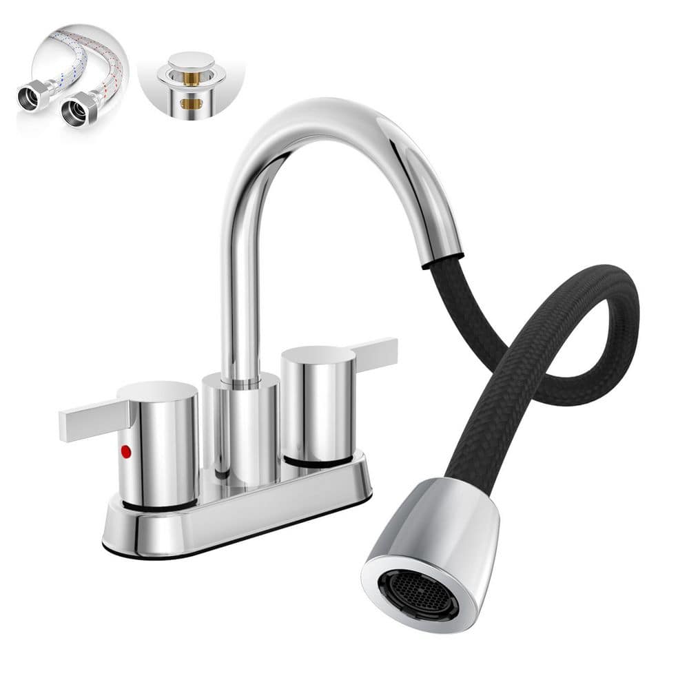 Kadilac 2 handles Pull Down Sprayer Chrome 4 in. Centerset Bathroom ...