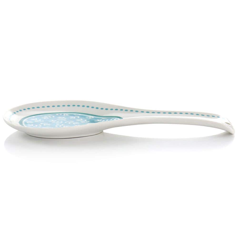 Village Vines Blue Ceramic Floral Serving Spoon Rest