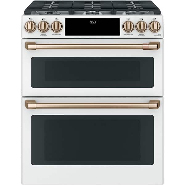 30 in. 7.0 cu. ft. Slide-In Smart Double Oven Dual-Fuel Range with Convection and Self-Clean in Matte White