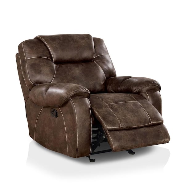 Furniture of America Trallie Dark Brown Faux Leather Glider Recliner Chair