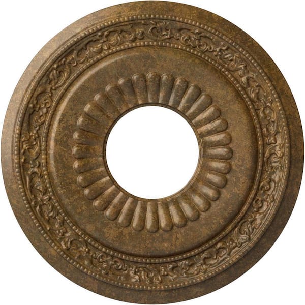 Ekena Millwork 1-3/8 in. x 20-5/8 in. x 20-5/8 in. Polyurethane Lauren Ceiling Medallion, Rubbed Bronze