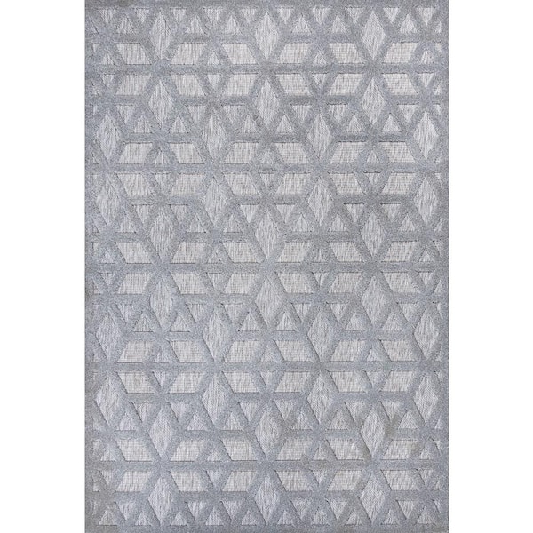 Tan and Gray Detailed Grid Scatter Rug – English Elm