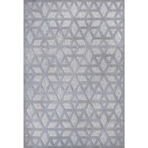 Talaia Neutral Geometric Light Gray 4 ft. x 6 ft. Indoor/Outdoor Area Rug