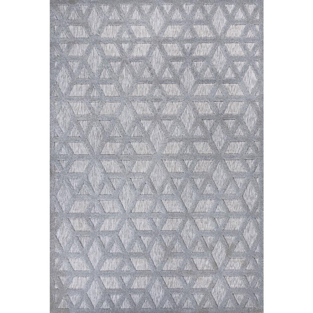 Talaia Light Gray Geometric Synthetic Indoor/Outdoor Rug
