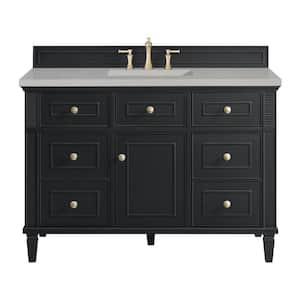 Lorelai 48.0 in. W x 23.5 in. D x 34.06 in. H Single Bathroom Vanity in Black Onyx with Eternal Serena Quartz Top