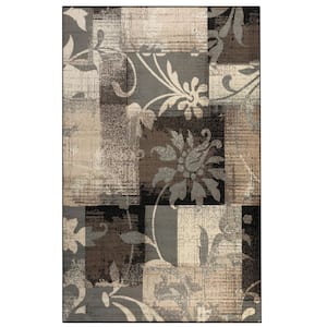 Pastiche Chocolate 4 ft. x 6 ft. Floral Patchwork Polypropylene Area Rug