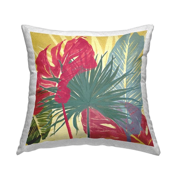 Stupell Industries Bright Botanical Leaves Tropical Multi-Color Square Outdoor Throw Pillow