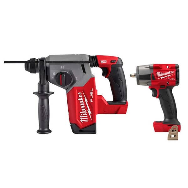 Milwaukee M18 FUEL 18V Lithium-Ion Brushless Cordless 1 in. SDS-Plus Rotary Hammer w/3/8 in. Mid-Torque Impact Wrench