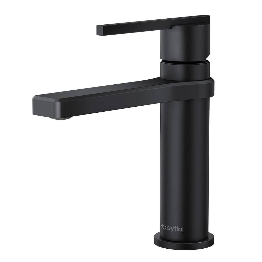 FLG Single Handle Single Hole Bathroom Faucet Brass Modern Bathroom Sink Vanity Faucets in Matte