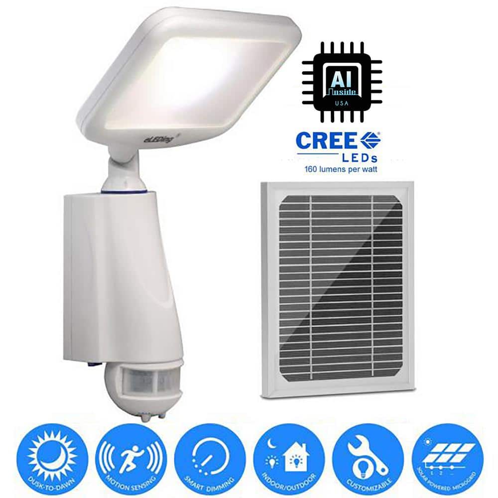 eLEDing 180 Degree Solar Cree LED Outdoor Smart True Dusk to Dawn Security /Safety/Flood/Spot/Patio/Yard Light EE814WDC The Home Depot