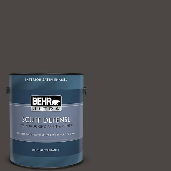 BEHR ULTRA 1 gal. #PPU24-01 Black Mocha Extra Durable Satin Enamel Interior Paint & Primer
