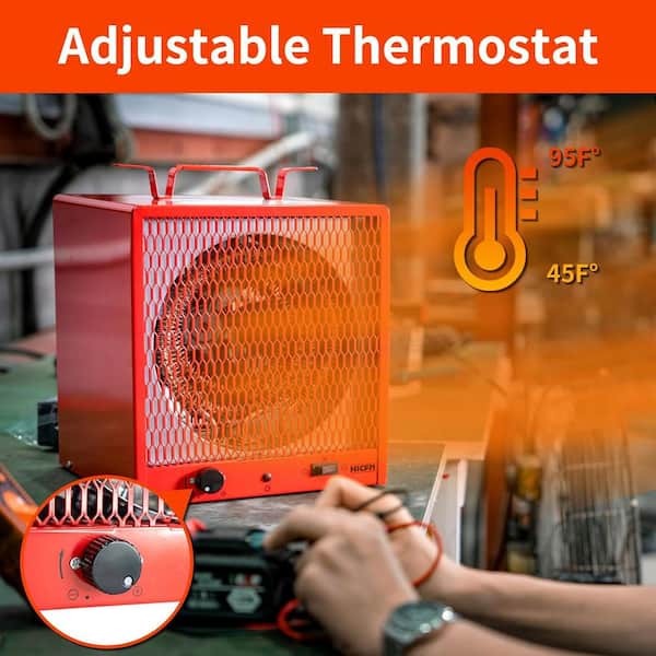 Edendirect 5600-Watt Red Electric Garage Heater, Micathermic Space