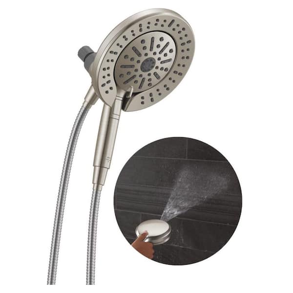 In2ition w/ Cleaning Spray 6-Spray Dual Wall Mount Fixed and Handheld Shower Head 1.75 GPM in Spotshield Brushed Nickel